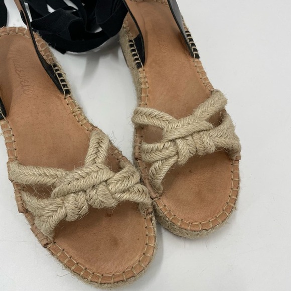 Madewell 7 The Gwen Platform Espadrille Sandal Jute Lace Up AM226 - Picture 4 of 11